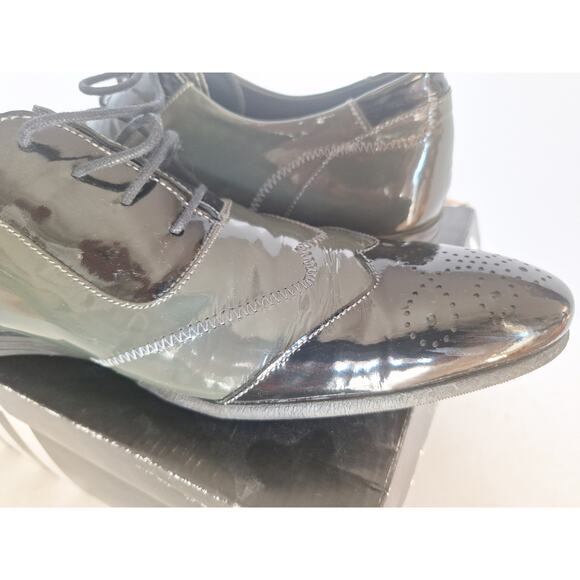 Laurent Mercadal Paris Gray & Black Patent Leather Oxfords Mens EU 44 US 10.5 - Picture 7 of 9
